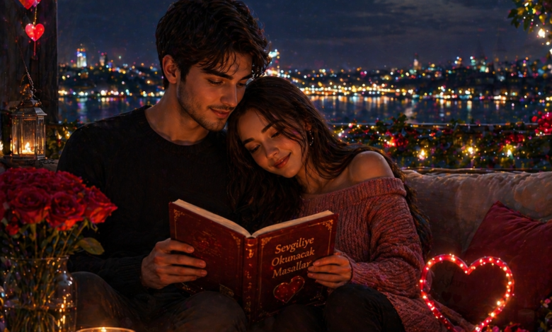 Sevgiliye okunacak masallar için romantik ay ışığı gece masalı görseli