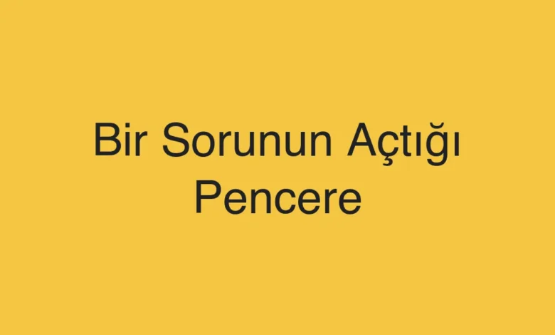 Bir Sorunun Açtığı Pencere
