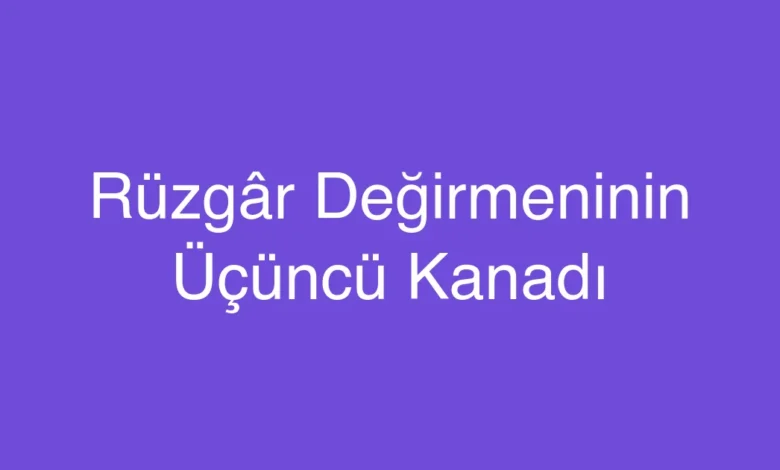 Rüzgâr Değirmeninin Üçüncü Kanadı