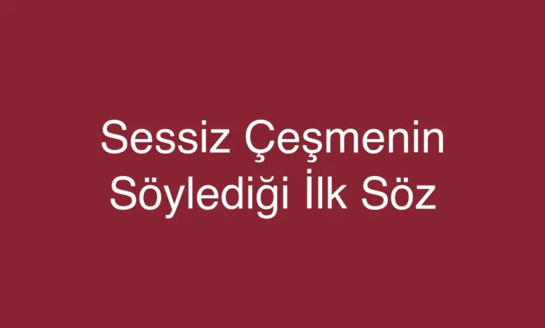 Sessiz Çeşmenin Söylediği İlk Söz