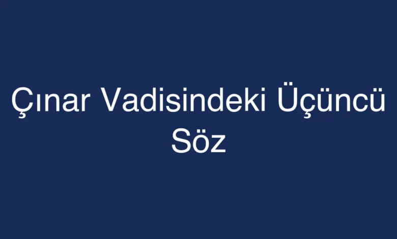 Çınar Vadisindeki Üçüncü Söz
