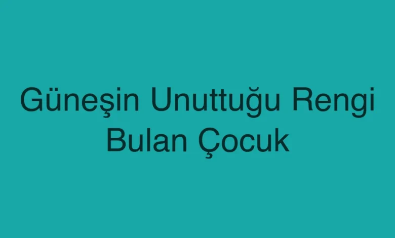 Güneşin Unuttuğu Rengi Bulan Çocuk