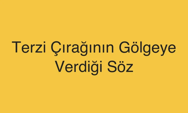Terzi Çırağının Gölgeye Verdiği Söz